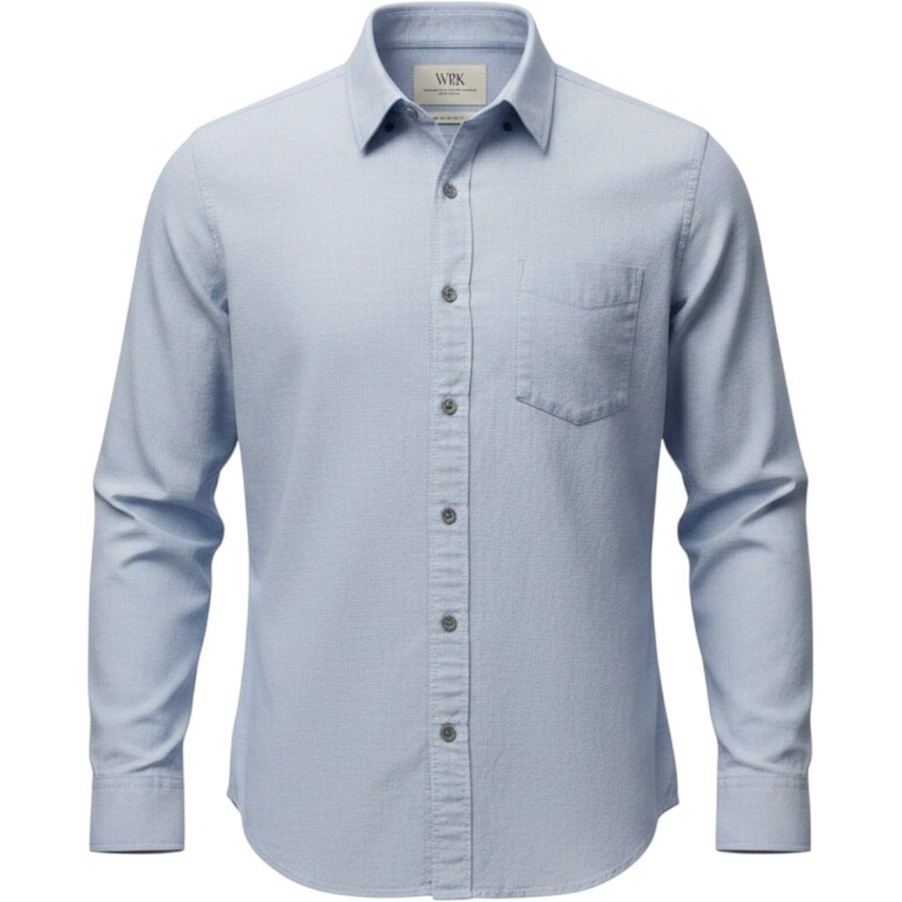WRK Work Rest Karma Reworked Shirt Light Blue Button Up & Down Mens Medium